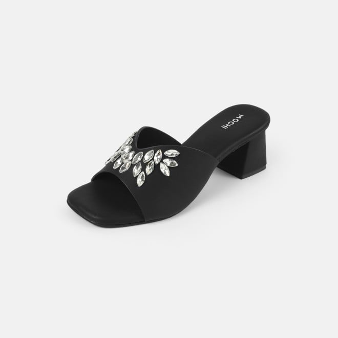 Mochi Women Black Party Slip Ons (SKU: 35-2081-11-36)
