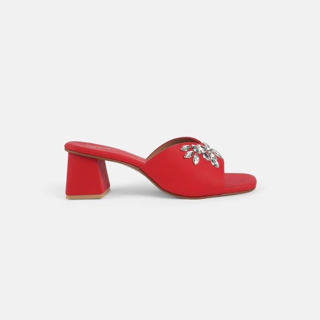Mochi Women Red Party Slip Ons (SKU: 35-2081-18-36)