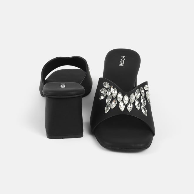 Mochi Women Black Party Slip Ons (SKU: 35-2081-11-36)