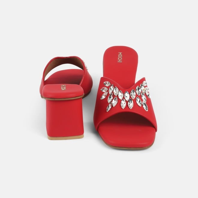 Mochi Women Red Party Slip Ons (SKU: 35-2081-18-36)