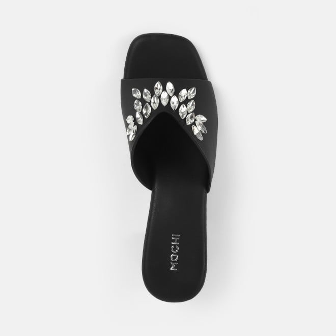 Mochi Women Black Party Slip Ons (SKU: 35-2081-11-36)