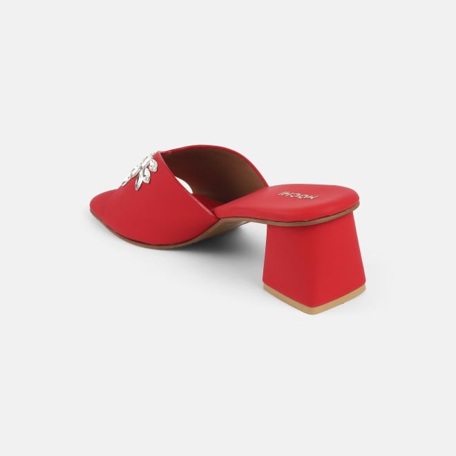 Mochi Women Red Party Slip Ons (SKU: 35-2081-18-36)