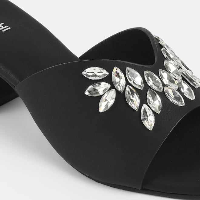 Mochi Women Black Party Slip Ons (SKU: 35-2081-11-36)