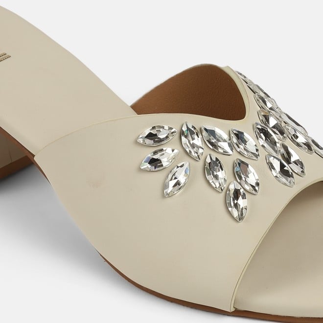 Mochi Women Beige Party Slip Ons (SKU: 35-2081-20-36)