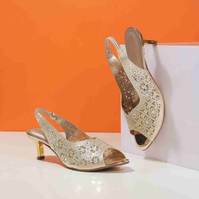 Mochi Women Gold Ethnic Sandals