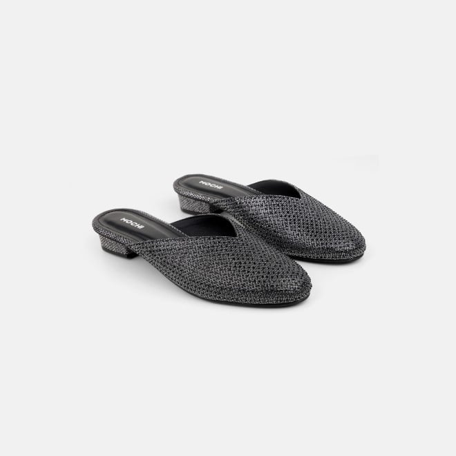 Mochi Women Black Ethnic Slip Ons (SKU: 35-2089-11-37)