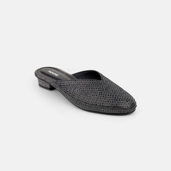 Mochi Women Black Ethnic Slip Ons (SKU: 35-2089-11-37)