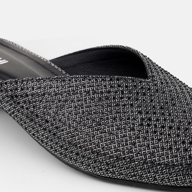 Mochi Women Black Ethnic Slip Ons (SKU: 35-2089-11-37)