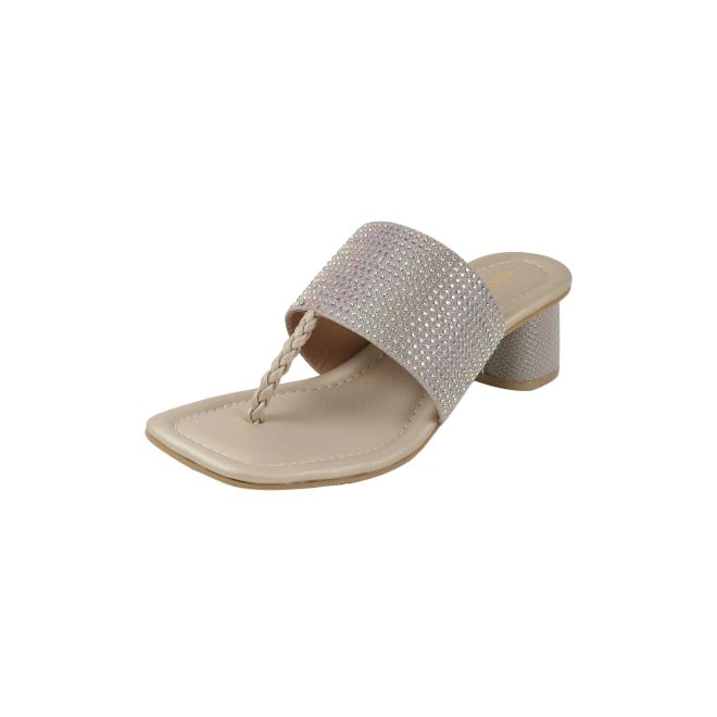 Mochi Women Gold Ethnic Slip Ons (SKU: 35-2091-15-39)