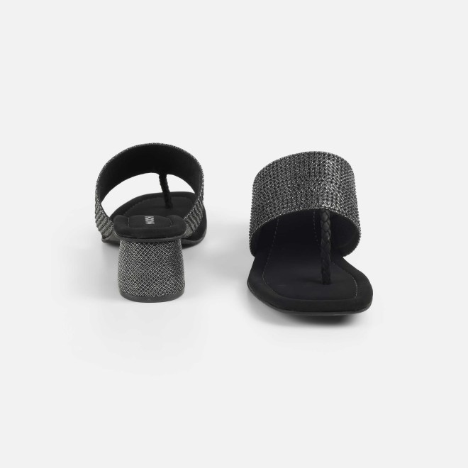 Mochi Women Black Ethnic Slip Ons (SKU: 35-2091-11-36)