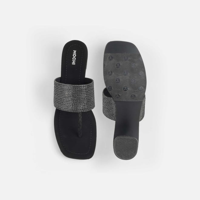 Mochi Women Black Ethnic Slip Ons (SKU: 35-2091-11-36)