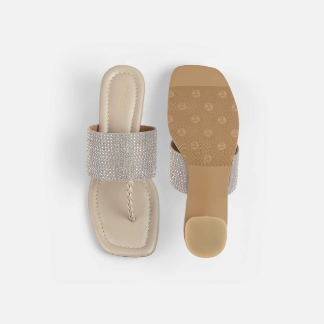 Mochi Women Gold Ethnic Slip Ons (SKU: 35-2091-15-39)