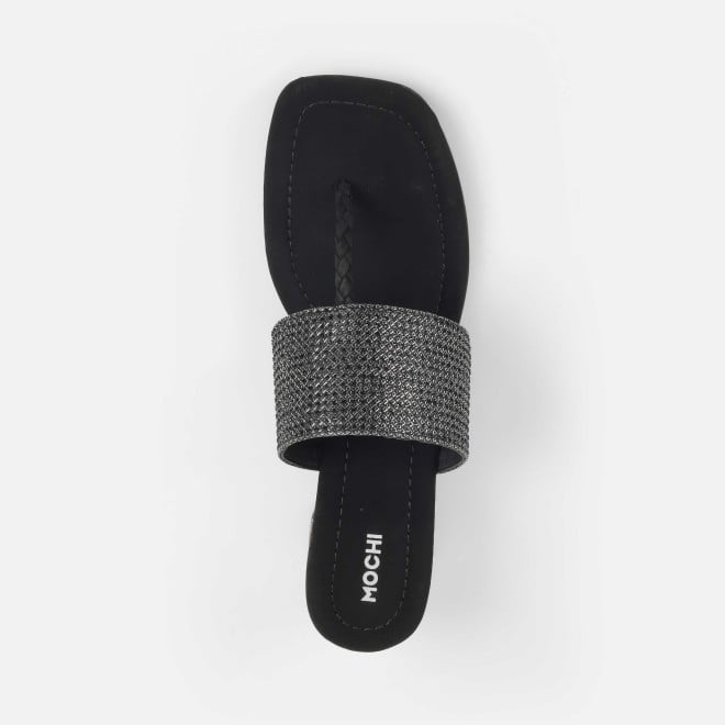 Mochi Women Black Ethnic Slip Ons (SKU: 35-2091-11-36)