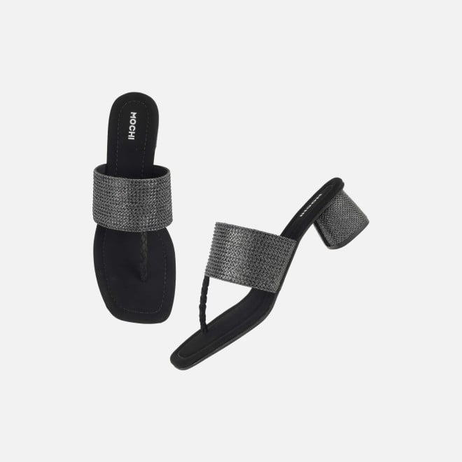 Mochi Women Black Ethnic Slip Ons (SKU: 35-2091-11-36)