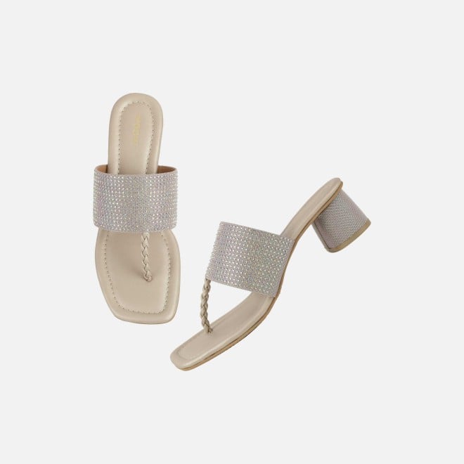 Mochi Women Gold Ethnic Slip Ons (SKU: 35-2091-15-39)