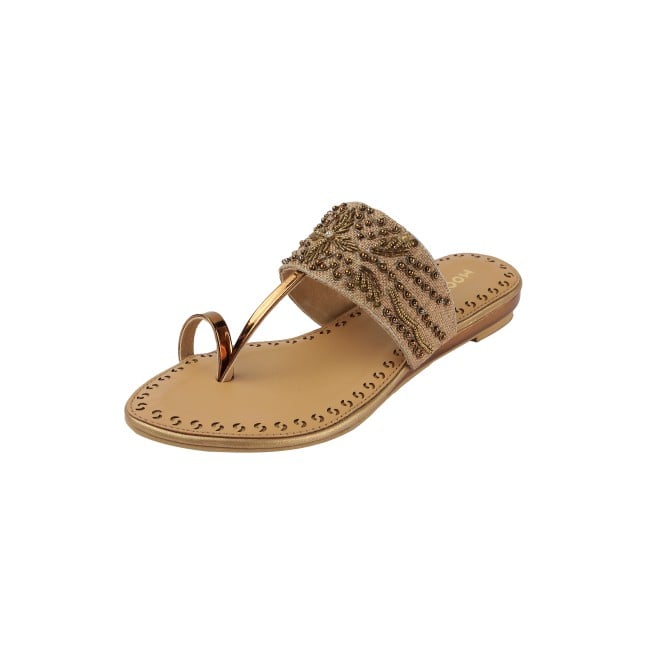 Mochi Women Antic-gold Ethnic Slip Ons (SKU: 35-2114-28-36)