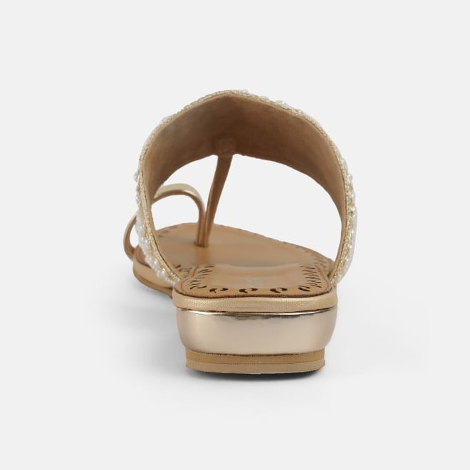 Mochi Women Gold Ethnic Slip Ons (SKU: 35-2114-15-36)