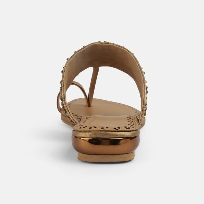 Mochi Women Antic-gold Ethnic Slip Ons (SKU: 35-2114-28-36)