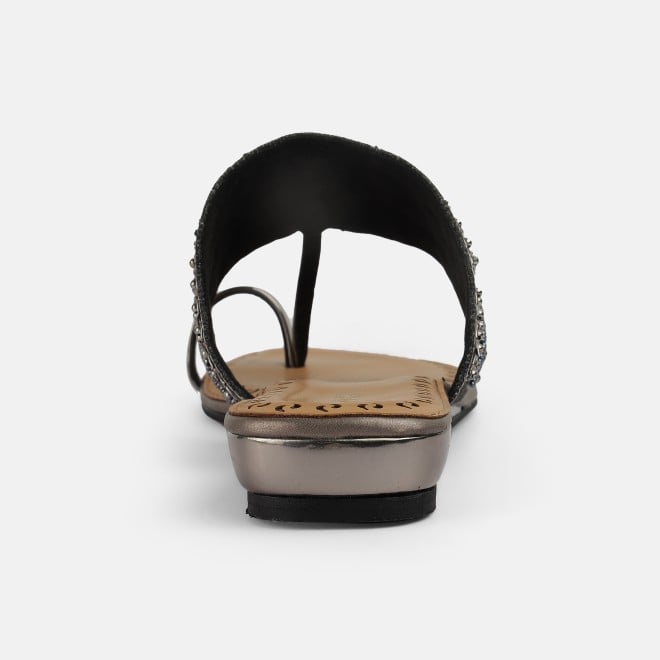 Mochi Women Gun-metal Ethnic Slip Ons (SKU: 35-2114-29-36)