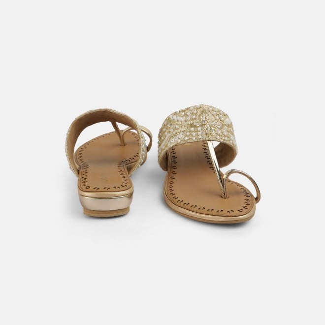 Mochi Women Gold Ethnic Slip Ons (SKU: 35-2114-15-36)