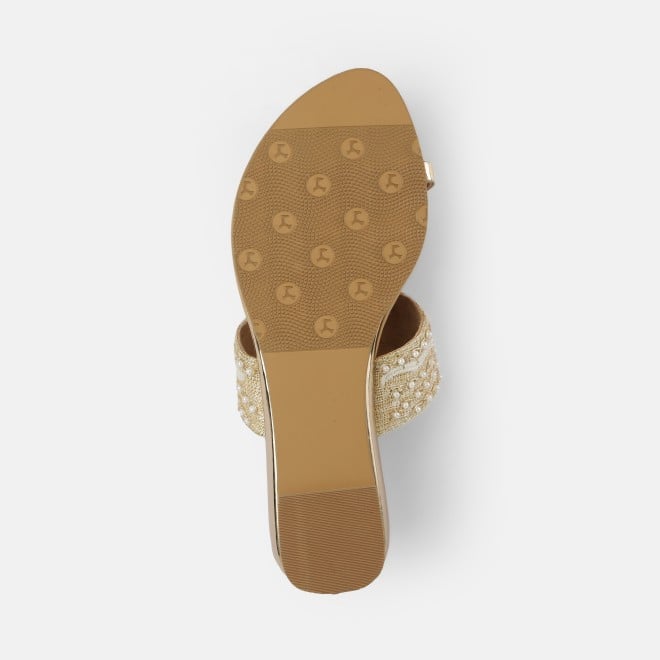 Mochi Women Gold Ethnic Slip Ons (SKU: 35-2114-15-36)