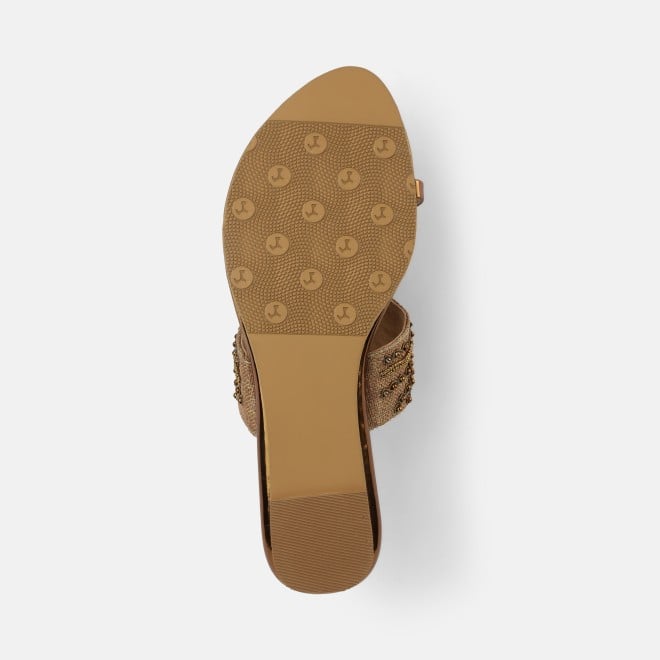 Mochi Women Antic-gold Ethnic Slip Ons (SKU: 35-2114-28-36)