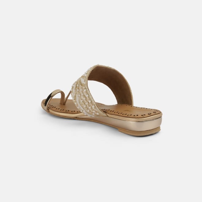 Mochi Women Gold Ethnic Slip Ons (SKU: 35-2114-15-36)
