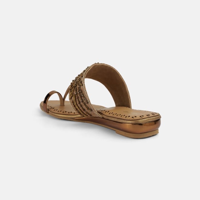 Mochi Women Antic-gold Ethnic Slip Ons (SKU: 35-2114-28-36)