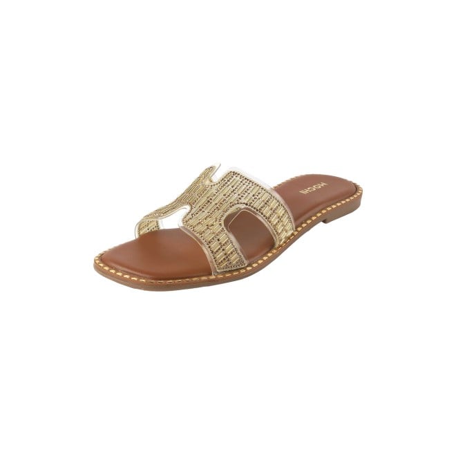 Mochi Women Gold Party Slippers (SKU: 35-2124-15-36)