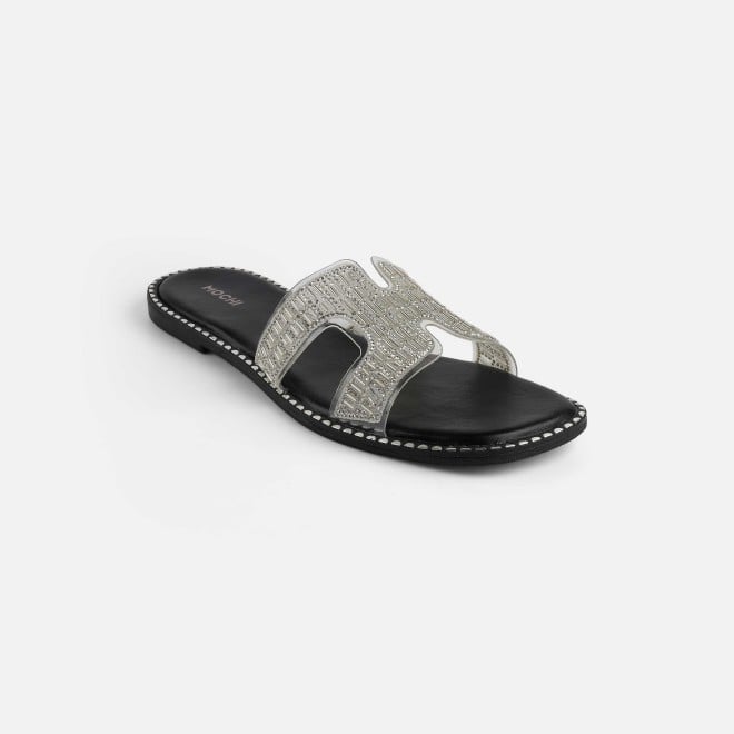 Mochi Women Silver Party Slippers (SKU: 35-2124-27-36)