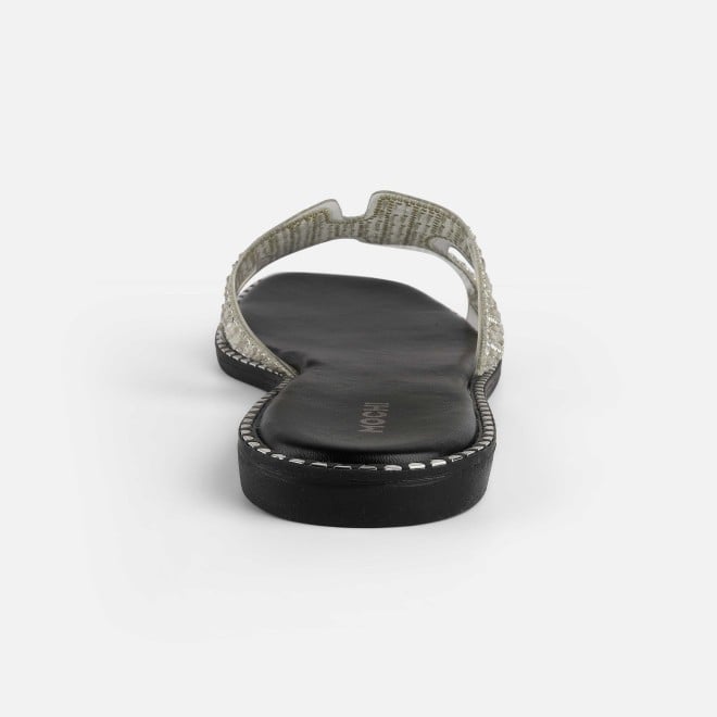 Mochi Women Silver Party Slippers (SKU: 35-2124-27-36)