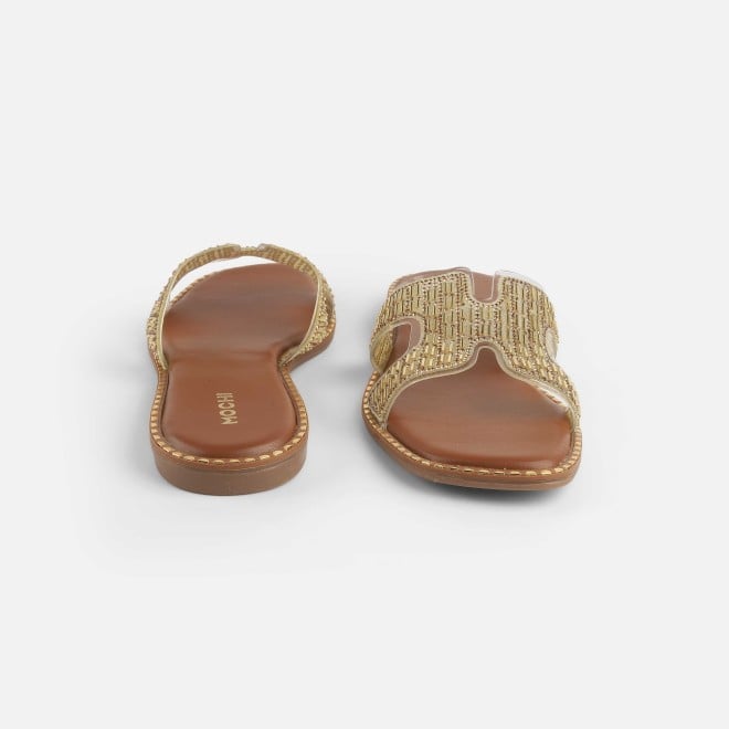 Mochi Women Gold Party Slippers (SKU: 35-2124-15-36)