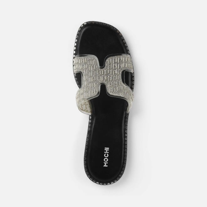 Mochi Women Silver Party Slippers (SKU: 35-2124-27-36)
