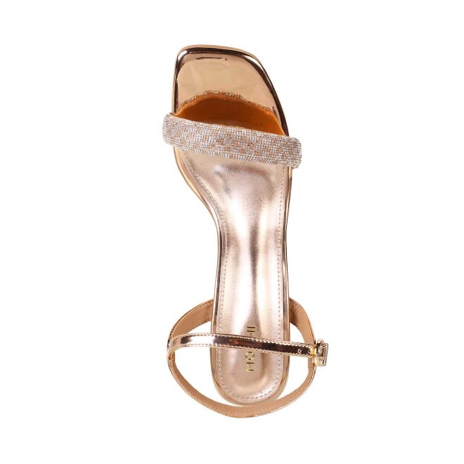 Express Metallic Low Heeled Sandals - Rose Gold High Heels Sandal | Heels, Sandals  heels, Gold high heel sandals