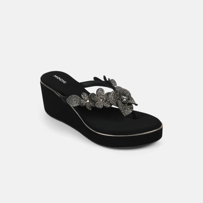 Mochi Women Black Casual Sandals