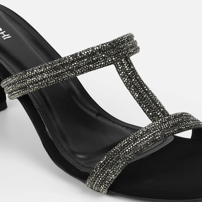 Mochi Women Black Party Slip Ons (SKU: 35-2354-11-36)