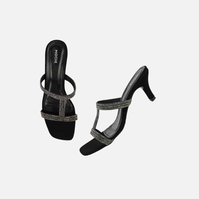 Mochi Women Black Party Slip Ons (SKU: 35-2354-11-36)