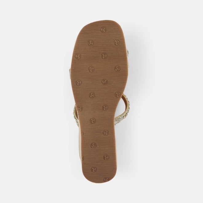 Mochi Women Gold Party Slip Ons (SKU: 35-2370-15-36)