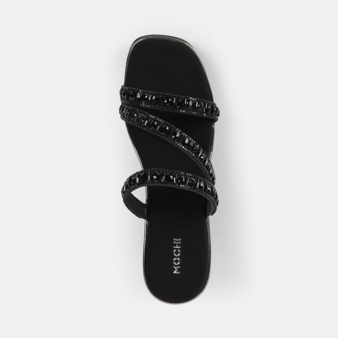 Mochi Women Black Party Slip Ons (SKU: 35-2370-11-36)