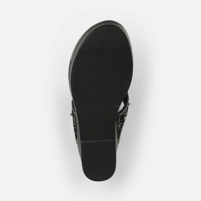 Mochi Women Black Ethnic Slip Ons (SKU: 35-2371-11-37)