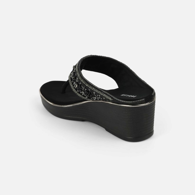 Mochi Women Black Ethnic Slip Ons (SKU: 35-2371-11-37)