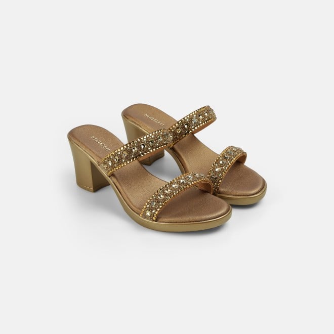 Mochi Women Antic-gold Ethnic Slip Ons (SKU: 35-2372-28-36)