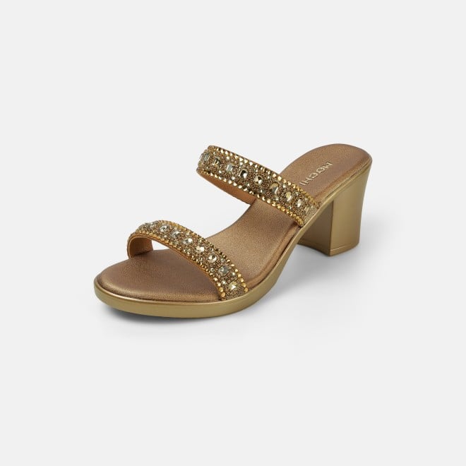 Mochi Women Antic-gold Ethnic Slip Ons (SKU: 35-2372-28-36)