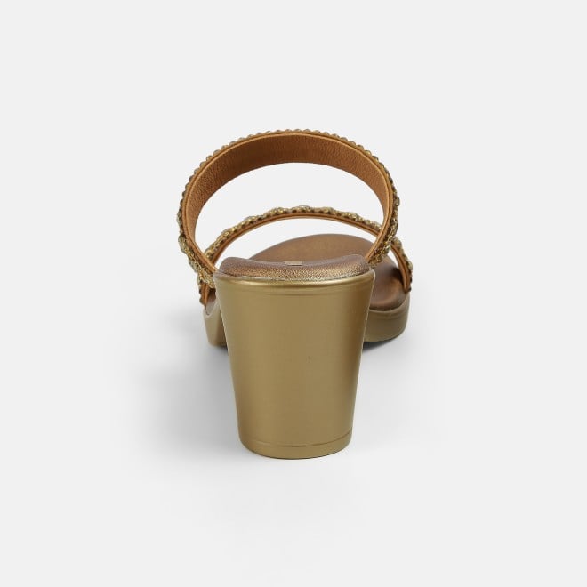 Mochi Women Antic-gold Ethnic Slip Ons (SKU: 35-2372-28-36)