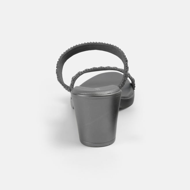 Mochi Women Gun-metal Ethnic Slip Ons (SKU: 35-2372-29-36)