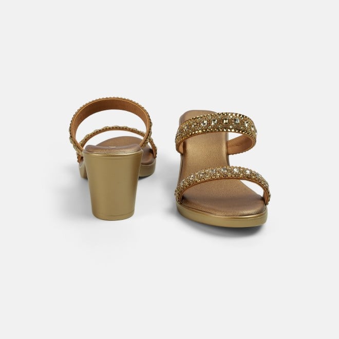 Mochi Women Antic-gold Ethnic Slip Ons (SKU: 35-2372-28-36)