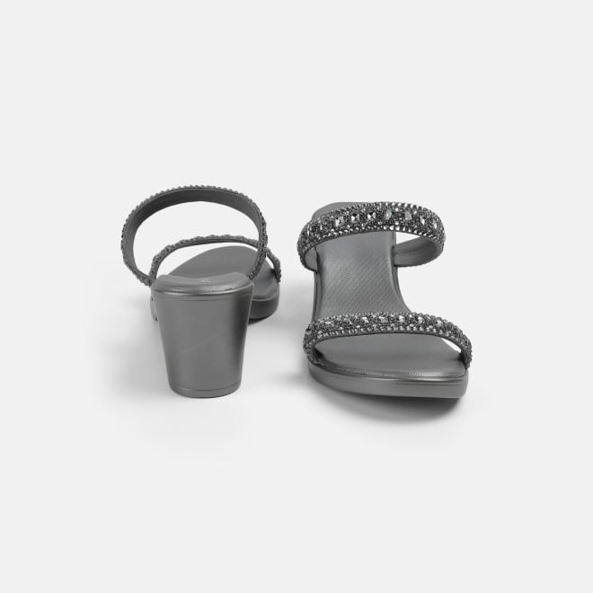 Mochi Women Gun-metal Ethnic Slip Ons (SKU: 35-2372-29-36)