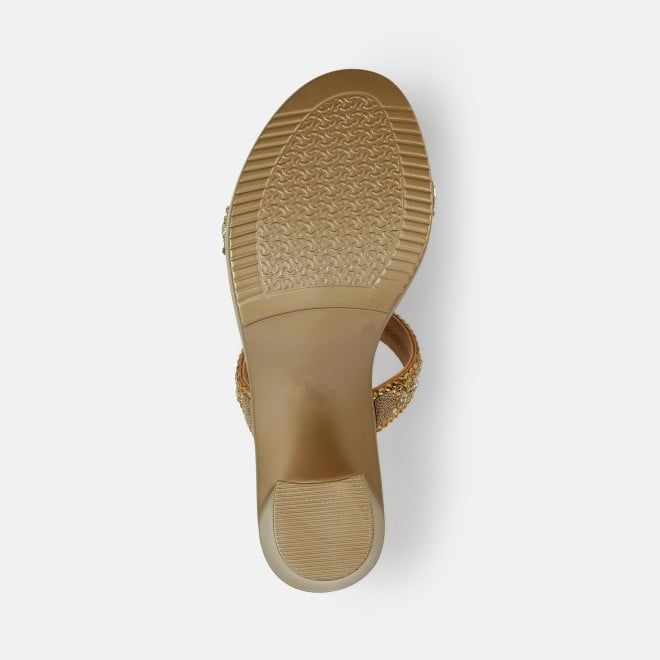 Mochi Women Antic-gold Ethnic Slip Ons (SKU: 35-2372-28-36)