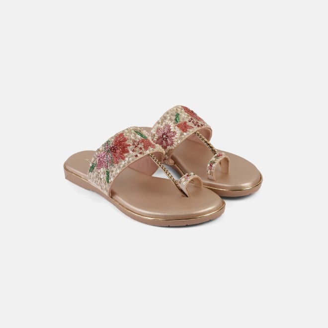 Mochi Women Peach Ethnic Slip Ons (SKU: 35-2374-80-36)