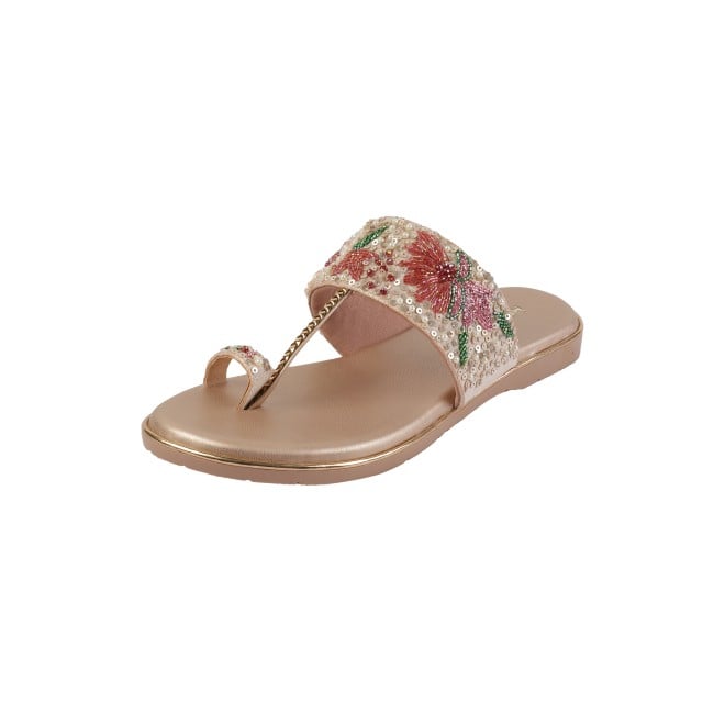 Mochi Women Peach Ethnic Slip Ons (SKU: 35-2374-80-36)